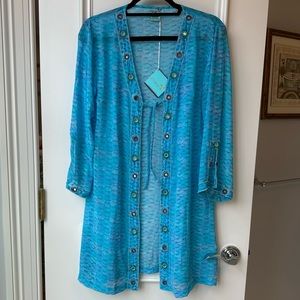 Letarte Handmade Aquamarine Tie Front Cover Up